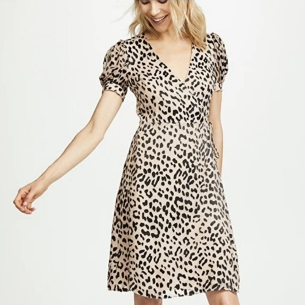 Alice + Olivia Rosette Leopard Print Silk Wrap Dress